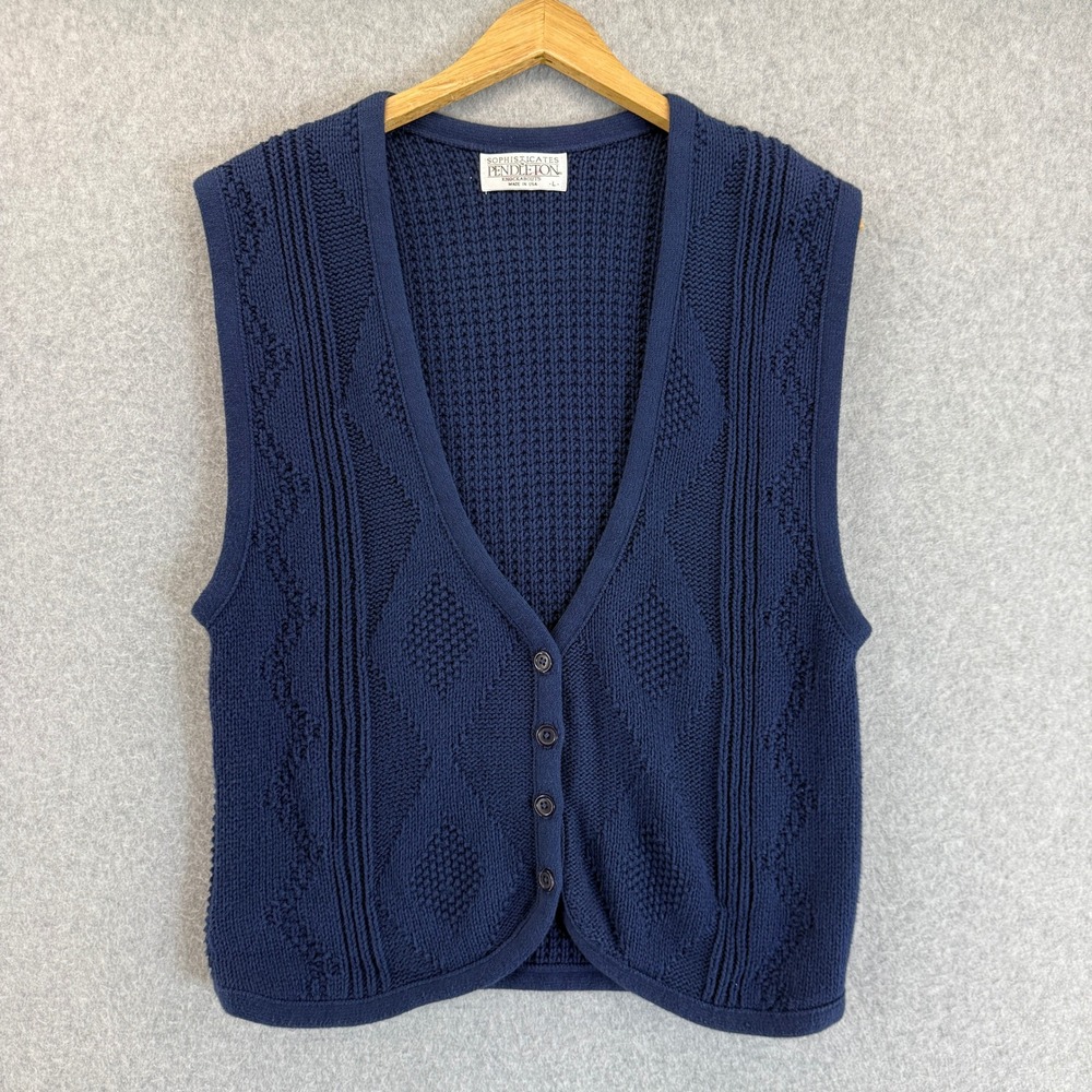 Sophisticates Pendleton Knockabouts Knit‎ Sweater Vest Navy Blue Vntg Mens Large